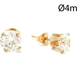 2pairs Gold Filled 4mm Cubic zirconia stud earrings, cz diamond earrings,  Simple Gemstone post Earrings, Delicate Earrings, Wholesale