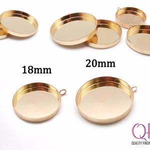 2pcs Gold Filled 14K Bezel Cup, Round Shaped Setting With Loop, JBB Findings, Available in 18mm, 20mm, Jewelry Base, Round Bezel Setting