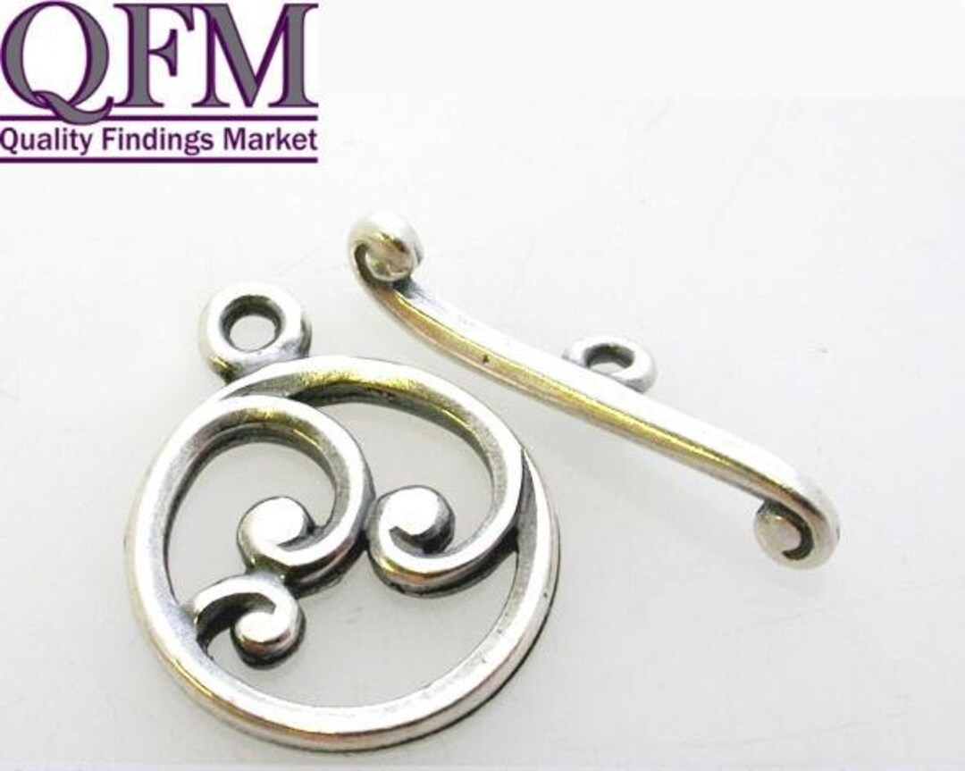 2 Sets Sterling Silver 925 Toggle Clasps, Size: 14.50 Mm BAR 19.60 Mm ...