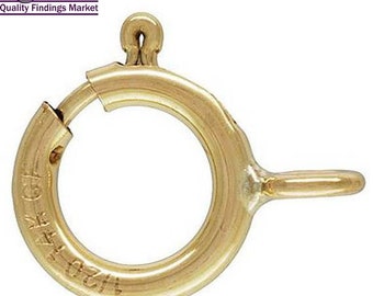 100pcs 14K Gold Filled Spring Ring Clasp - 1/20 14K - 5mm, 5.5mm, 6mm & 7mm - Open Spring Clasp - Jewelry Closure, Clasps for necklace