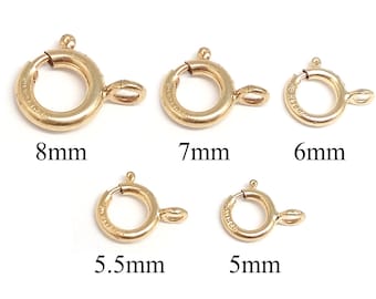 Goud gevulde 14K veerringsluiting 5 mm, 5,5 mm, 6 mm, 7 mm, 8 mm - GF veerringsluiting - sluitingen voor beugel, sluitingen voor ketting (20st)