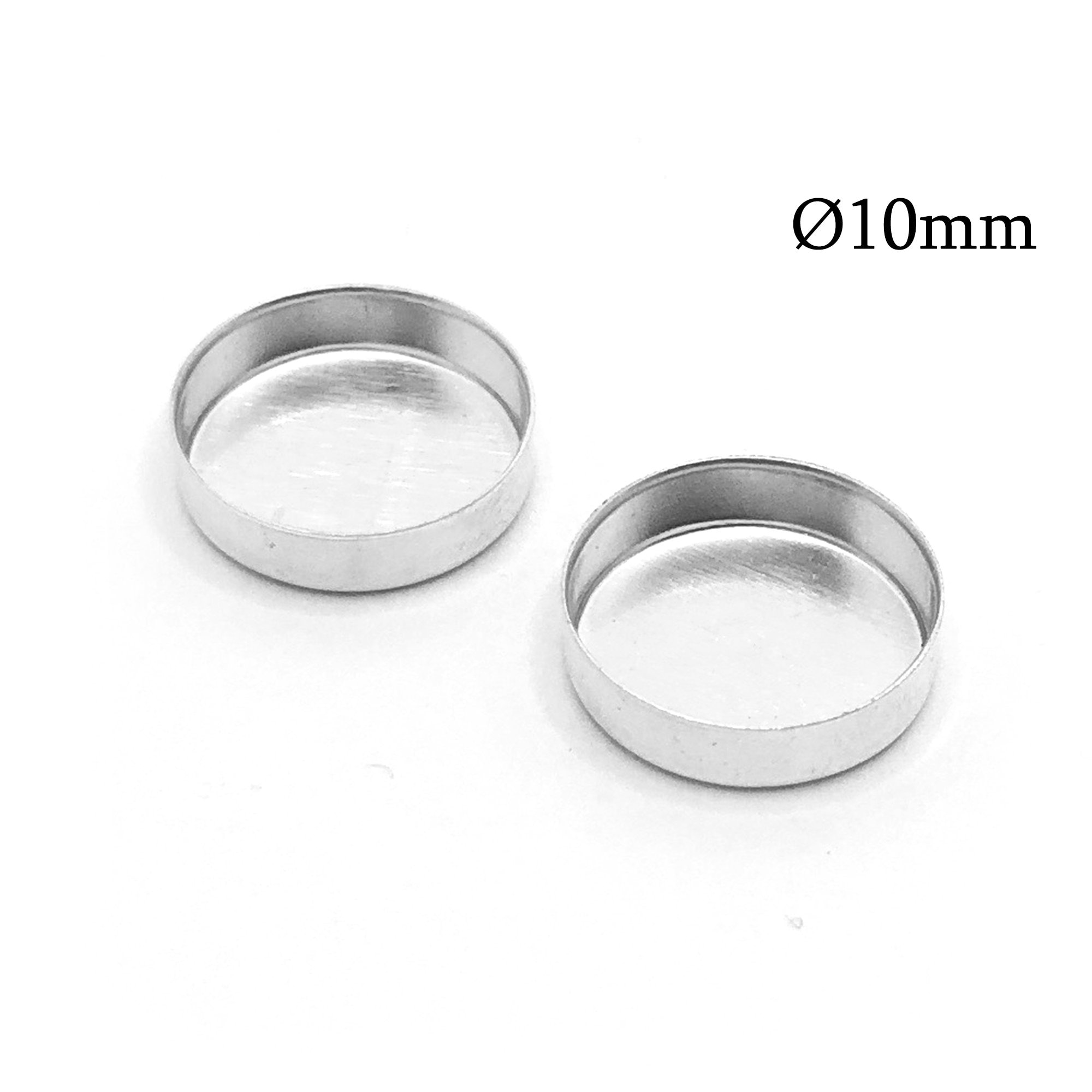 スターリングシルバーのブランクベゼルカップ10mm、ベゼルセッティング