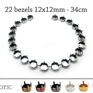 1pc Bezel Necklace Settings 12mm fit Swarovski 4470-cup chain - JBB Findings - Jewelry Base - Brass, Copper, Silver, Gold, Rose gold plated