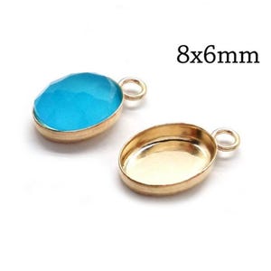 5pcs Gold Filled 14K Oval Bezel Cup with 1 loop for cabochon 8x6mm - Jewelry bases - Bezel settings Gold Filled - Oval Setting for pendant