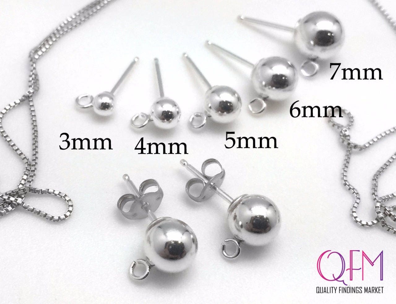 100pcs Sterling Silver Beads 2mm, 2.5mm, 3mm, 4mm, 5mm, 6mm