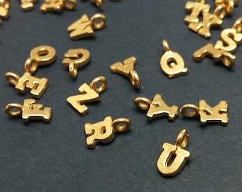 Letter Bead, Alphabet Charm, ABC Charms, Letter Charm, block style Letter, Initial Charm, Alphabet Bead, Brass Uppercase Letter Charm