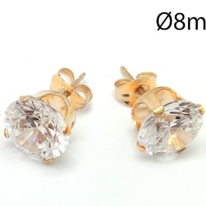 1pair Gold Filled 14K 8mm Cubic zirconia stud earrings, CZ diamond Simple Gemstone post Earrings, Delicate Earrings