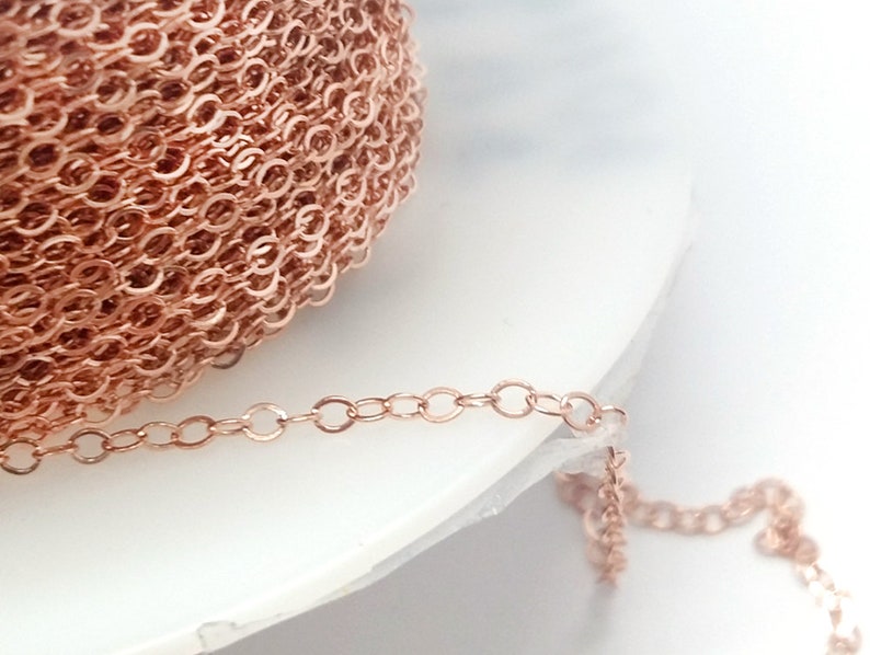 1meter 3.28 feet This type of chain is also available in bulk spools Rose Gold Filled 14K Cable Link Chain Unfinished 1,7mm