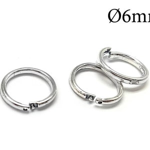 10 pezzi di anelli di congiunzione rotondi in argento sterling con chiusura a scatto - Anelli di congiunzione aperti in argento sterling 925 con diametro interno di 6 mm, anelli di congiunzione con chiusura a scatto JBB Findings