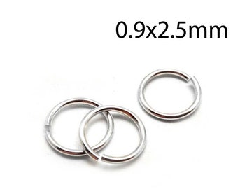 100pcs Sterling Silver Jump Rings 19 Gauge 0.9x2.5mm - Sterling Silver 925 Open Jump Rings - wire thickness 0.9mm - 2.5mm Inside Diameter