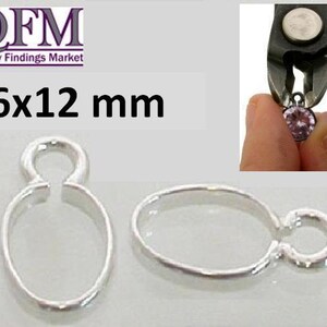Crimp bezel cup- J8x5mm 16pcs Crimp Bezel Cup Sterling Silver Drop Bezel Cup 1 loop JBB Findings Bezel settings QFMarket