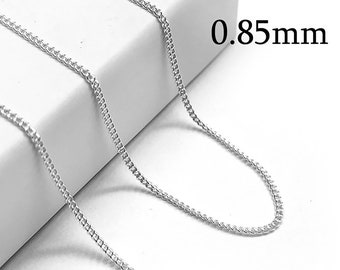 1meter Sterling silver 925 Flat Curb Chain 0.85mm Unfinished (3.28 Feet), chain for necklace -This type of chain available in bulk spools