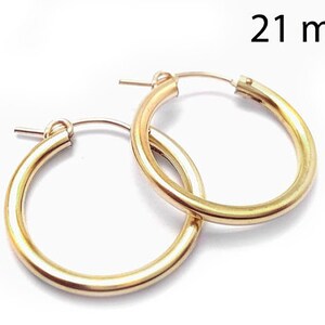 1pair Gold Filled 14K Hoop earrings 21mm, Tiny Hoop earwire, Round Small Hoop Earrings, Circle Earring, Earring Settings, 21mm