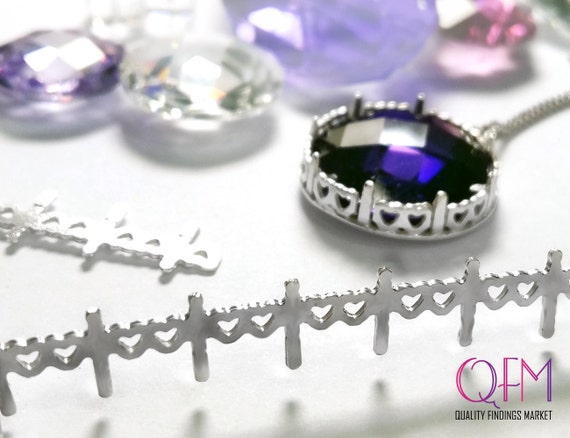 45mm Silver Gallery wire x 4.1mm 1.75 Inch Fine Silver 999 Casted Bezel wire with flowers