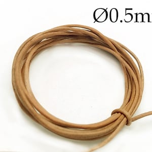 6 Meter Natürliche Runde Lederschnur 0,5 mm, QFM, JBB Zubehör - Lederband für Armbänder, natürliche runde Lederschnur, Schmuckherstellung