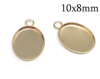 5pcs Gold Filled Oval Bezel Сups 10x8mm - Jewelry bases - Bezel settings Gold Filled - Oval Setting with 1 loop, Cabochon settings, JBB
