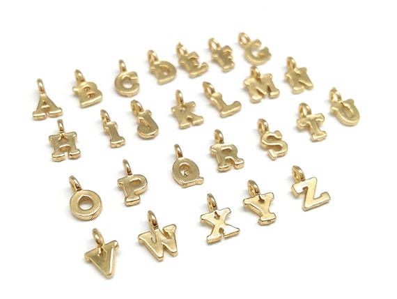 Letter Bead 24K Gold Plated Alphabet Charm ABC Charms - Etsy