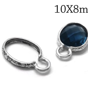 8pcs Sterling Silver 925 Oval Crimp Bezel Cup 10x8mm, JBB Findings - Crimp bezel cup - Jewelry base - Stone Silver bezel settings-QFMarket