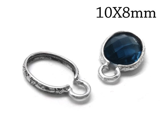 8pcs Sterling Silver 925 Oval Crimp Bezel Cup 10x8mm, JBB Findings - Crimp bezel cup - Jewelry base - Stone Silver bezel settings-QFMarket