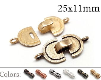 3sets Brass Hook and Eye Clasp 25x11mm, Oval Hook and Eye, Jewelry Fastener - Copper, Brass, Silver, Gold plated JBB Findings - QFMarket
