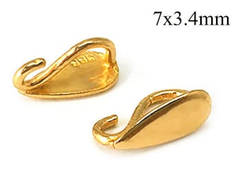 1pc Solid Gold 14K Loop Pendant Bails 7x3.4mm, JBB Findings, 14K Yellow Gold Bail findings, Pendant link Connector