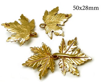 1set Brass Hook and Eye Clasp 50x28mm, Leaf Hook and Eye, Jewelry Fastener - Copper, Brass, Silver, Gold plated, JBB Findings,jewelry making