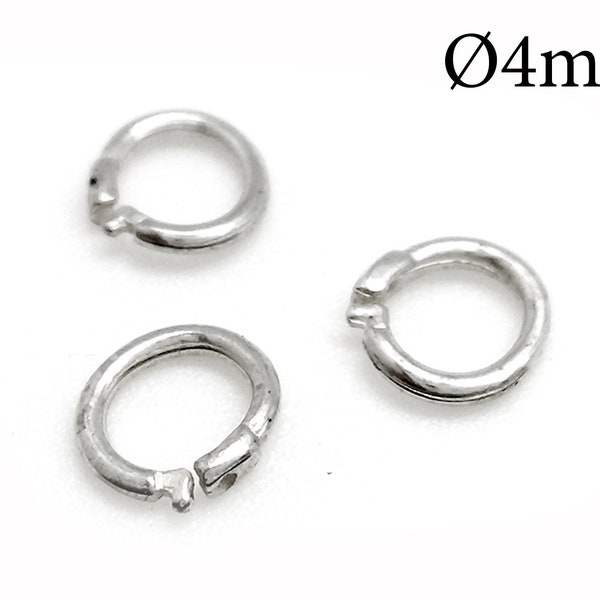 10 anneaux en argent sterling avec cadenas ronds - Anneaux ouverts en argent sterling 925 avec cadenas diamètre intérieur 4 mm, anneaux cadenassés à maillons JBB Findings