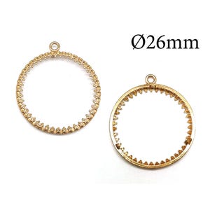 May include: Two gold-toned circular jewelry pendants with a decorative scalloped inner edge and a small top loop for attachment. The text Ø26mm is printed in the upper right corner, indicating a diameter of 26 millimeters.