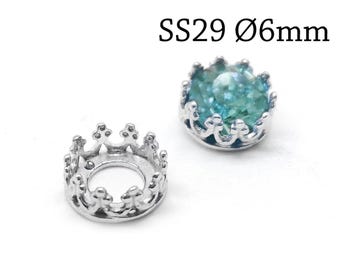 10 Stück Sterling Silber Lünette Cup 6 mm, runde Lünette, Swarovski ss29