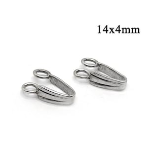 4pcs Sterling silver 925 Bail Donuts stone holder with two stripes - Size 14x4mm  - Pinch Bail, Donuts settings, JBB Findings, Stone holder