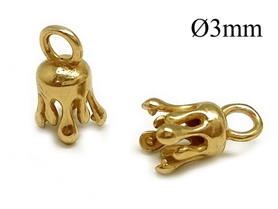 6pcs Brass Crimp End Cap ID 3mm With 1 Loop Cord Ends Caps Etsy