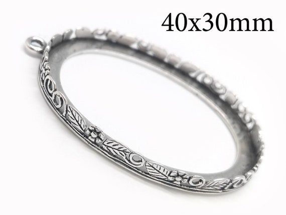 Oval Bezel 16x12mm with Bail Sterling Silver 1pc