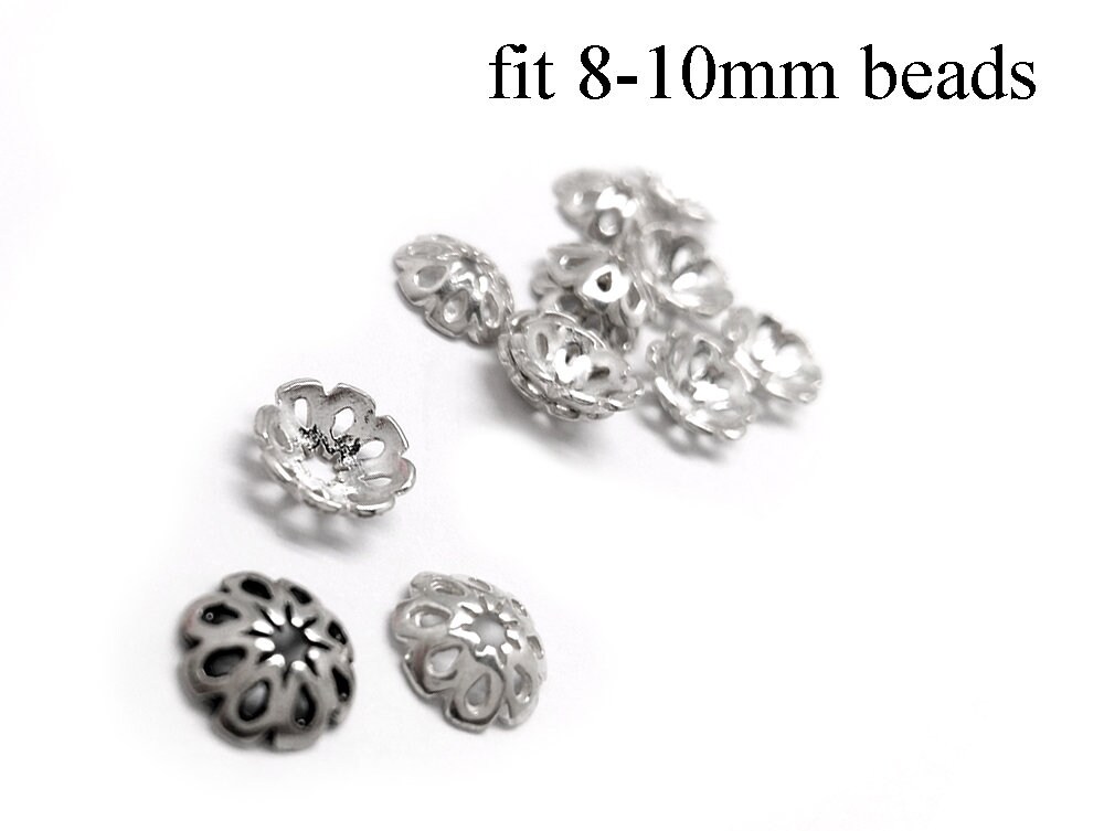 10pcs Sterling Silver Bead Caps Fit 810mm Beads 9x25mm Etsy
