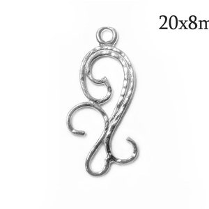 4pcs Sterling Silver 925 Filigree Pendant 20x8mm, Filigree Pendant, Filigree Link, Victorian Pendant, Victorian Style