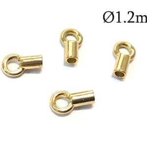 2pcs Solid Gold 14K Crimp End Cap ID 1.2mm, JBB Findings, 14K Yellow Gold End Caps, Chain Ends , End Cap with Loop ID 1.2mm