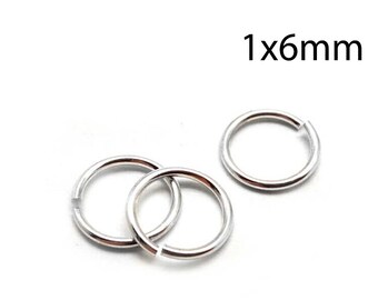 50pcs Sterling Silver Jump Rings 18 Gauge 1x6mm - Sterling Silver 925 Open Jump Rings - wire thickness 1mm - 6mm Inside Diameter