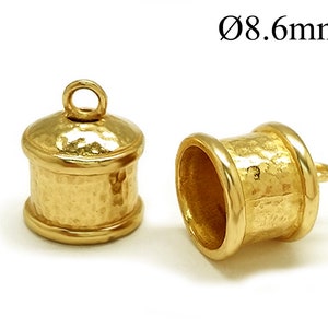 2pcs Brass Leather Cord End Cap ID8.6mm with 1 loop, JBB Findings, QFMarket, Cord End Caps, Shiny or Antique Brass, Copper, Silver