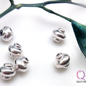 5pcs Hollow Rondelle Spacers beads 8mm sterling silver 925 - beads electroforming  - Chip Spacer  Nugget silver beads
