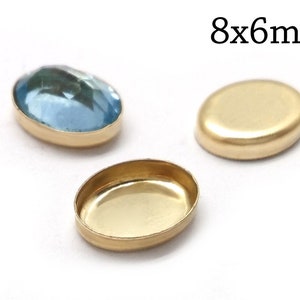 5pcs 14K Gold Filled Oval Bezel Cups 8x6mm - Jewelry bases - Bezel settings Gold Filled - Oval Setting without loops