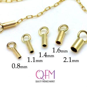 100pcs Gold Filled Crimp End Cap, with inside diameter of 0.8mm, 1.1mm 1.4mm, 1.6mm, 2.1mm - Chain / Cord Ends Caps - Beading Chain End Cap