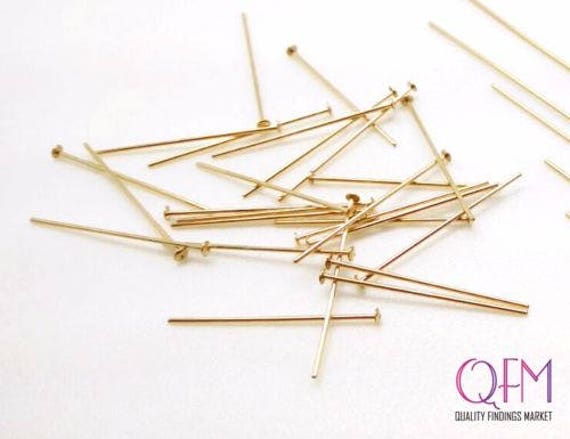 Gold Filled Head Pins 15mm wire thickness 0.5mm 24 Gauge with Flat Head