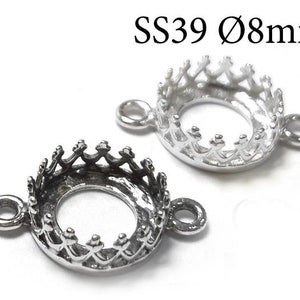 10pcs Round Bezel Cup Sterling Silver 925 8mm with 2 loops Shiny or Antique Silver Fits Swarovski ss39, Jewelry base, Bezel cabochon setting image 5