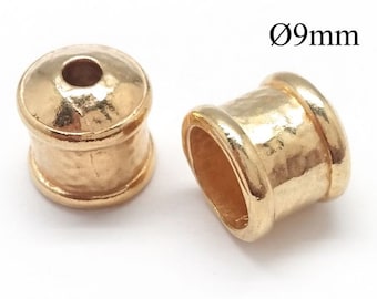 8pcs Pewter End Caps with hole sizes: 5.5mm or 9mm, End for leather cord, Antique Brass, Copper, Silver, Gold Plated