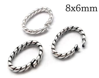 10pcs Sterling Silver Lock in Jump Rings Oval - Sterling Silver 925 Open Jump Rings Inside Diameter 8x6mm, Link Lock Jump Rings JBB Findings