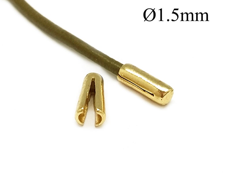 10pcs Brass Leather Cord End Cap Inside Diameter 1.5mm, Cord Ends Caps, Jewelry Fastener Copper Brass Silver Gold JBB Findings image 1