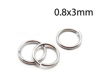 50pcs Sterling Silver Jump Rings 20 Gauge 0.8x3mm - Sterling Silver 925 Open Jump Rings - wire thickness 0.8mm - 3mm Inside Diameter