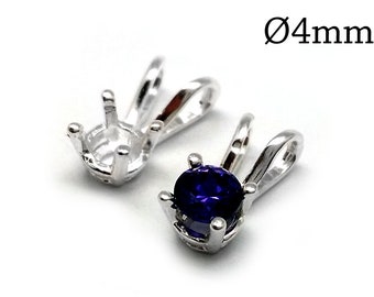 10 copas de bisel de plata esterlina de 4 mm, copas de bisel redondas, Swarovski PP32 - Base de joyería - Engastes de bisel de piedra - Accesorios de copa de bisel para colgante JBB