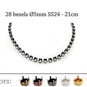 2 engastes para collar de 5 mm, compatibles con SS24, cadena de copa, accesorios JBB, base de joyería, latón, cobre, plata, oro y chapado en oro rosa.