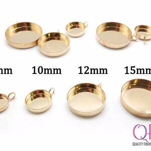 5pcs Gold Filled Bezel Cup, Round Shaped Setting With Loop, JBB Findings, Available in 8mm, 10mm, 12mm, 15mm, Jewelry Base, Round Bezel