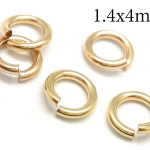 10pcs Gold Filled Jump Rings 15 Gauge 1.4x4mm - Yellow Gold Filled Open Jump Rings Connectors - wire thickness 1.4mm - 4mm Inside Diameter